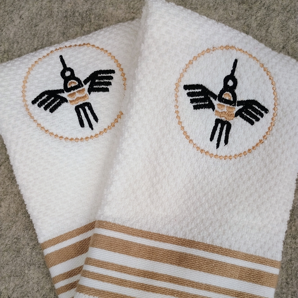 White and Gold Embroidered Towels